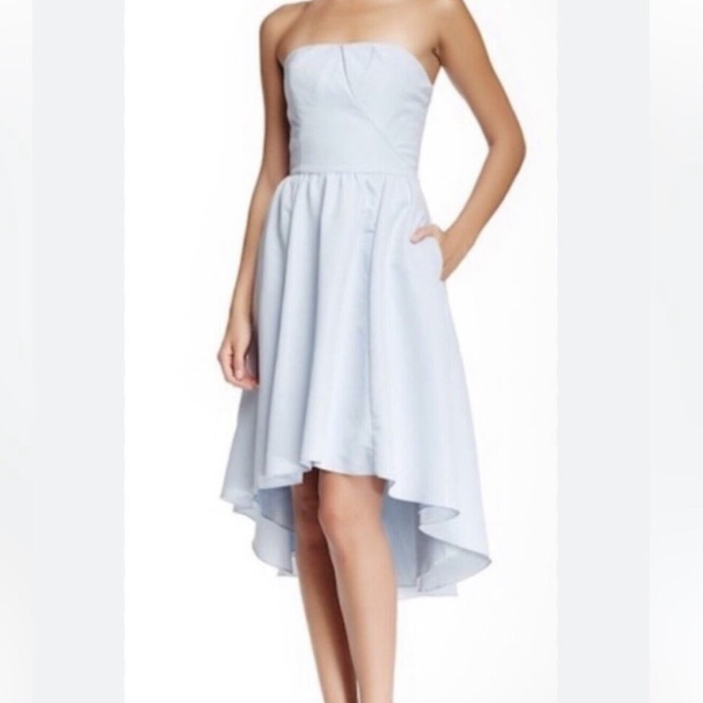Ted Baker Blue Strapless Asymmetrical Gown